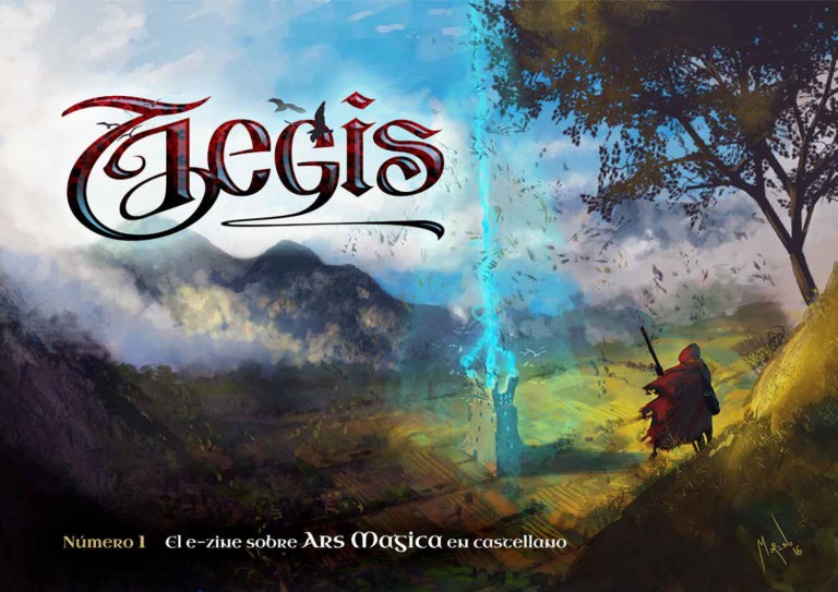 view of a magical tower from a hill, the beautiful cover of Aegis magazine